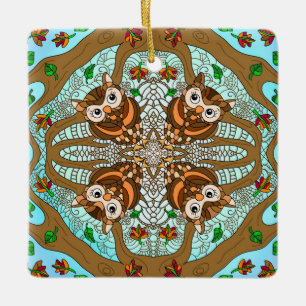 Hand getrokken Owl Mandala Keramisch Ornament