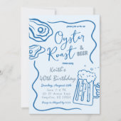 Hand getrokken Oyster gebraad en bier volwassen ve Kaart (Voorkant)