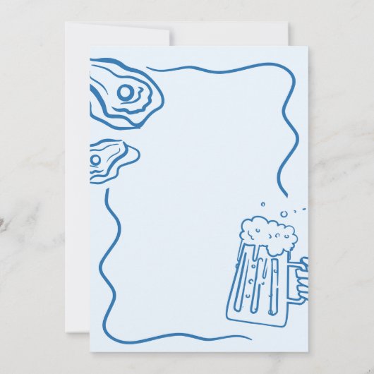 Hand getrokken Oyster gebraad en bier volwassen ve Kaart (Achterkant)