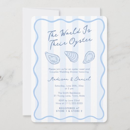 Hand-getrokken Oyster gebraden koppels bruiloft do Kaart (Voorkant)