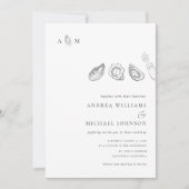 Hand getrokken Oyster Monogram Ampersand Wedding Kaart (Voorkant)