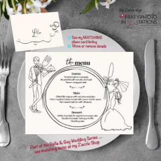 Hand getrokken paar bruiloft Diner Menu