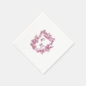 Hand getrokken Paarse Floral Crest Monogram bruilo Servet (Hoek)