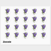 Hand getrokken Paarse pansies op wit Ronde Sticker (Vel)