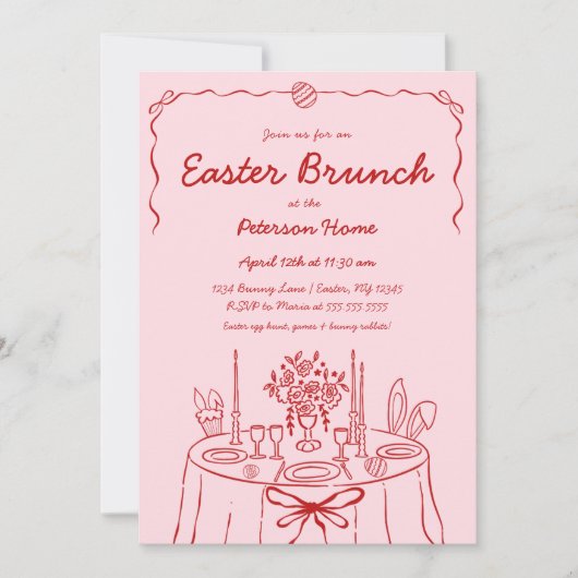 Hand getrokken paasbrunch uitnodiging (Voorkant)