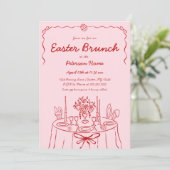 Hand getrokken paasbrunch uitnodiging (Staand voorkant)