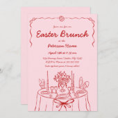 Hand getrokken paasbrunch uitnodiging (Voorkant / Achterkant)