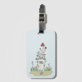 Hand getrokken paddenstoel kasteel bagagelabel (Voorkant (verticaal))