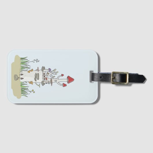 Hand getrokken paddenstoel kasteel bagagelabel (Voorkant (horizontaal))