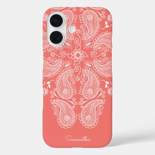 Hand getrokken Paisley Patroon Dark Peach Case-Mate iPhone Case (Achterkant)