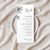 Hand getrokken Palm Tree Destination Wedding Let's Menu