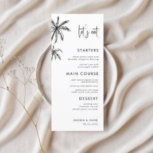 Hand getrokken Palm Tree Destination Wedding Let's Menu