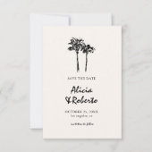 Hand getrokken Palm Tree Tropische Boho Budget Huw Save The Date (Voorkant)