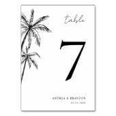Hand getrokken Palm Tree Tropische Trouwtafel Numm Kaart (Achterkant)