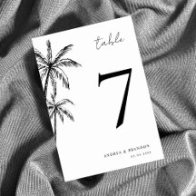 Hand getrokken Palm Tree Tropische Trouwtafel Numm