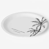 Hand getrokken Palm Trees Beach Destination Weddin Papieren Bordje (Gekanteld)