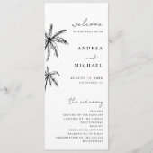 Hand getrokken palmboom Tropische bestemming bruil Programmakaart (Voorkant)