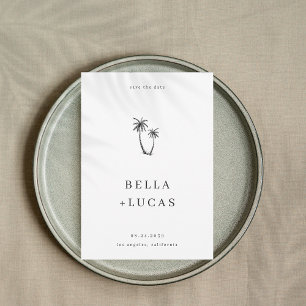 Hand getrokken palmboom Tropische QR code bruiloft Save The Date