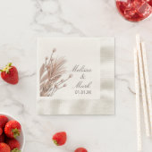 Hand getrokken Pampas Katoen Planten Monogram Servet (Insitu)