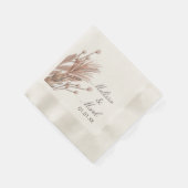 Hand getrokken Pampas Katoen Planten Monogram Servet (Hoek)