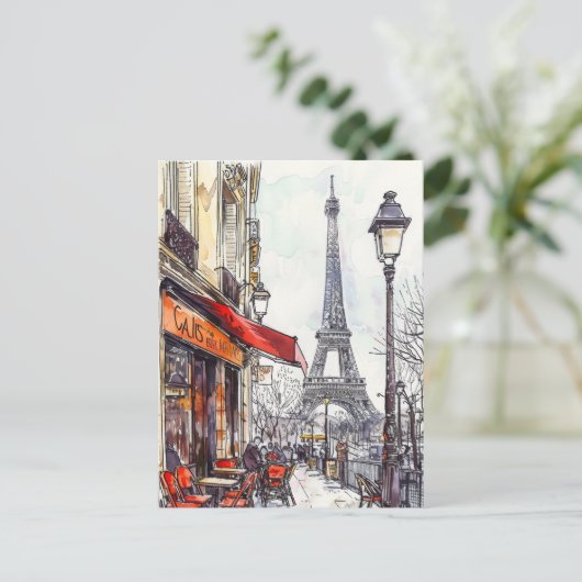 Hand getrokken Parijs scènes Briefkaart (Staand voorkant)