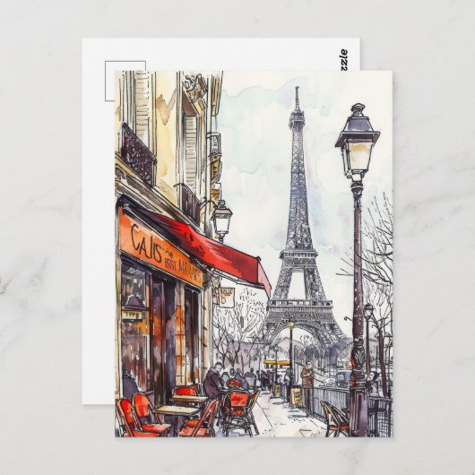 Hand getrokken Parijs scènes Briefkaart (Voorkant / Achterkant)
