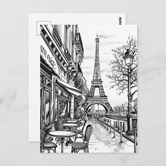Hand getrokken Parijs scènes Briefkaart (Voorkant / Achterkant)