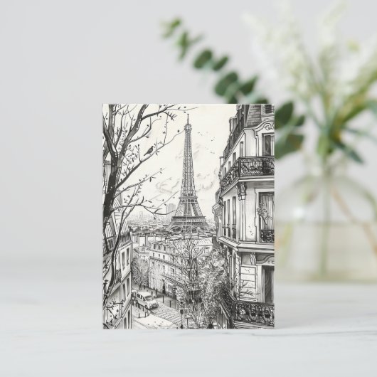 Hand getrokken Parijs scènes Briefkaart (Staand voorkant)