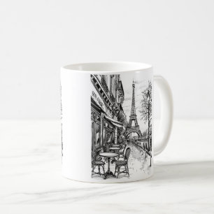 Hand getrokken Parijs scènes Koffiemok