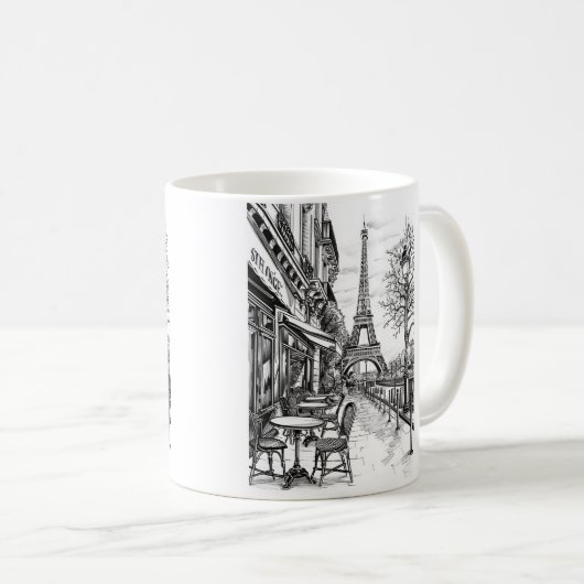 Hand getrokken Parijs scènes Koffiemok (Voorkant rechts)