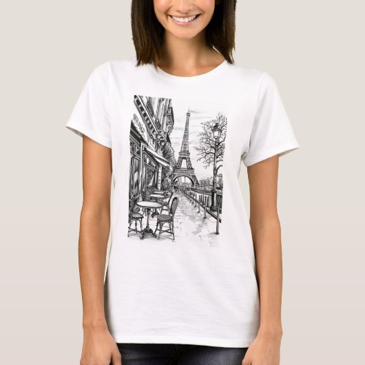 Hand getrokken Parijs scènes T-shirt (Voorkant)