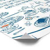 Hand getrokken partij Baby shower Late Night Luier Poster (Hoek)