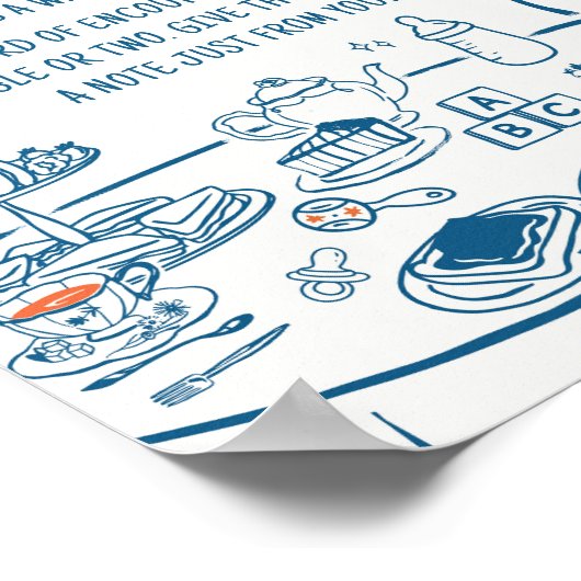 Hand getrokken partij Baby shower Late Night Luier Poster (Hoek)