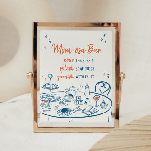 Hand getrokken partij Baby shower Mom Osa Bar Poster