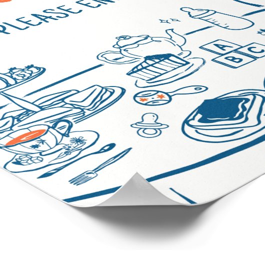 Hand getrokken partij Baby shower voedsel Poster (Hoek)