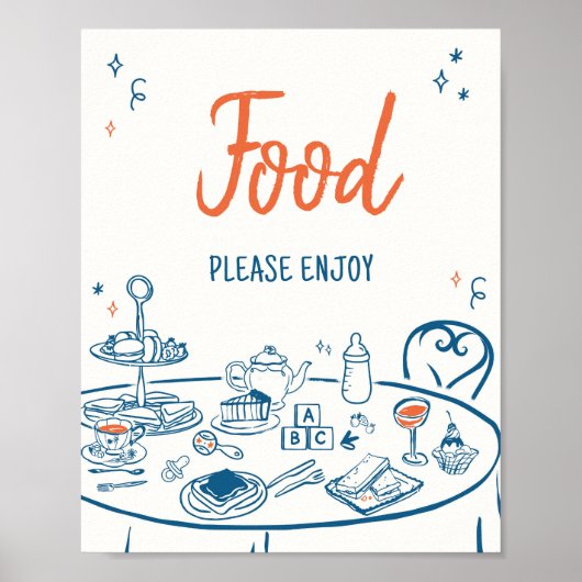 Hand getrokken partij Baby shower voedsel Poster (Voorkant)