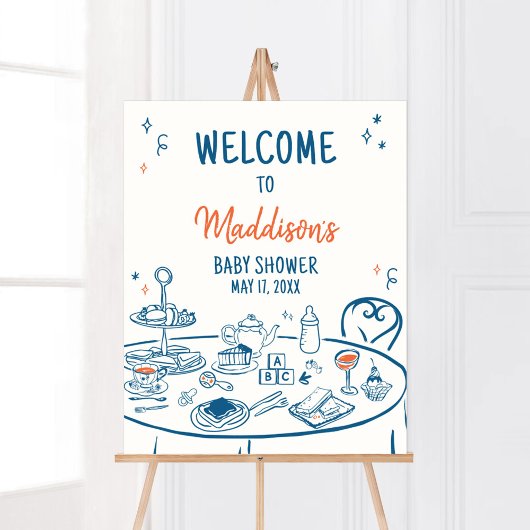 Hand getrokken partij Baby shower welkom Poster