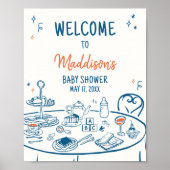 Hand getrokken partij Baby shower welkom Poster (Voorkant)