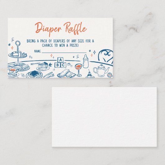 Hand getrokken Party Baby shower Luier Raffle Informatiekaartje (Voorkant / Achterkant)