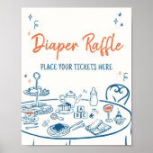 Hand getrokken Party Baby shower Luier Raffle Poster (Voorkant)