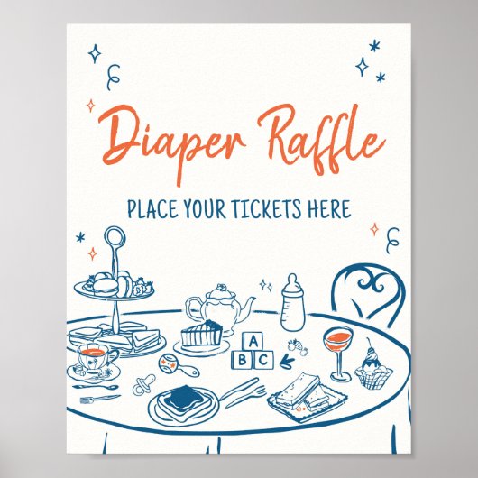 Hand getrokken Party Baby shower Luier Raffle Poster (Voorkant)