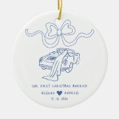 Hand getrokken Pas getrouwd kerst Keramisch Ornament (Voorkant)