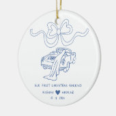 Hand getrokken Pas getrouwd kerst Keramisch Ornament (Links)
