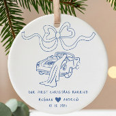 Hand getrokken Pas getrouwd kerst Keramisch Ornament