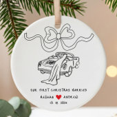 Hand getrokken Pas getrouwd kerst Keramisch Ornament