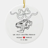 Hand getrokken Pas getrouwd kerst Keramisch Ornament (Voorkant)