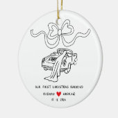 Hand getrokken Pas getrouwd kerst Keramisch Ornament (Links)