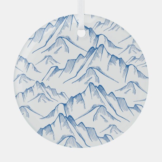 Hand-getrokken patroon van het berglandschap. glas ornament (Voorkant)