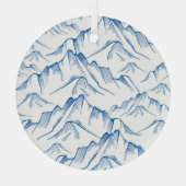 Hand-getrokken patroon van het berglandschap. glas ornament (Achterkant)