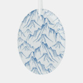 Hand-getrokken patroon van het berglandschap. glas ornament (Voorkant links)